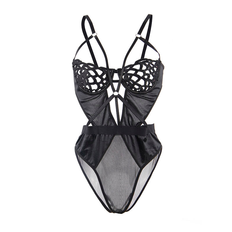 Close-up do Body Sexy de Renda Preto S/M da SUBBLIME, mostrando a textura da renda e o design elegante.