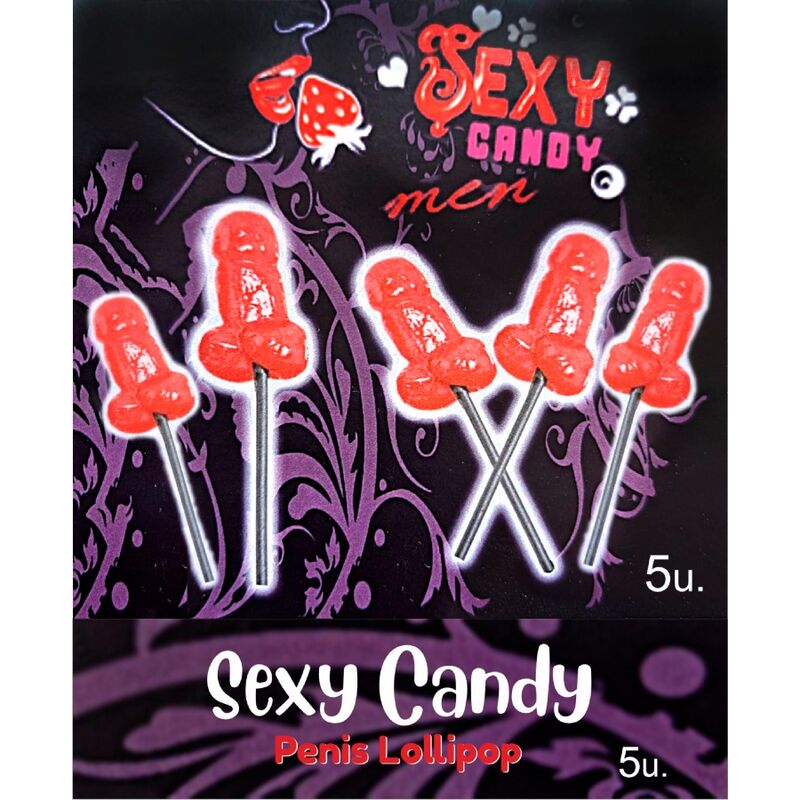 Piruletas con Forma de Pene Sabor Cereza - Caja con 5