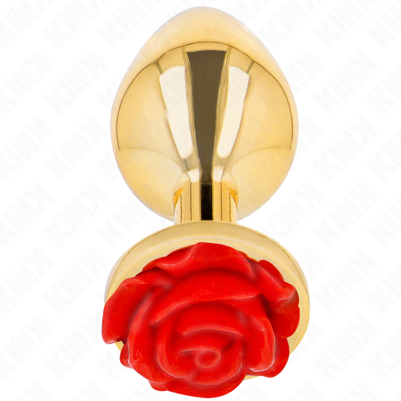 Close-up of the KINK Plug Anal Metálico Rosa Vermelha Tamanho L, showcasing its elegant design and metallic finish.