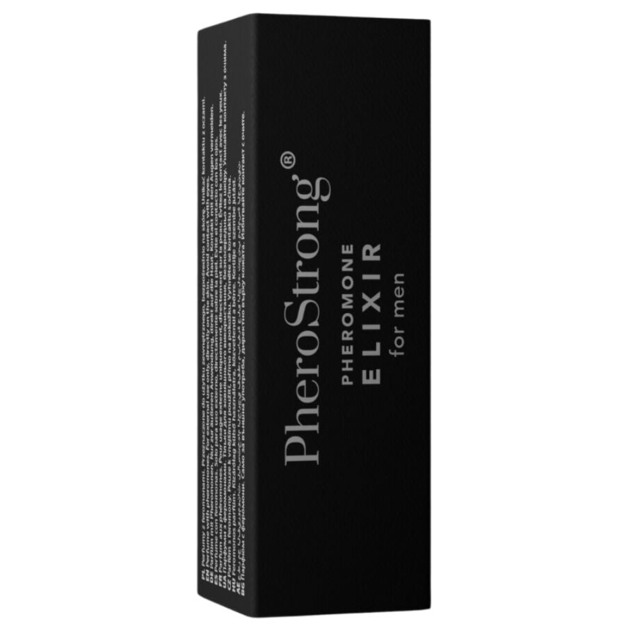 Frasco do PheroStrong Elixir de Feromônios para Homens 2 ML, destacando sua embalagem premium e volume.