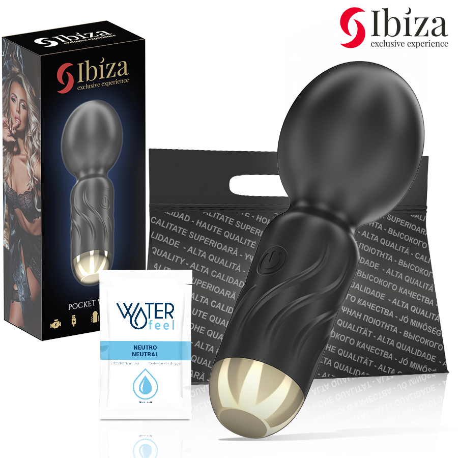IBIZA Vibrador de Varinha de Bolso Recarregável USB com 10 modos de vibração e corpo em silicone, ideal para prazer portátil e discreto.