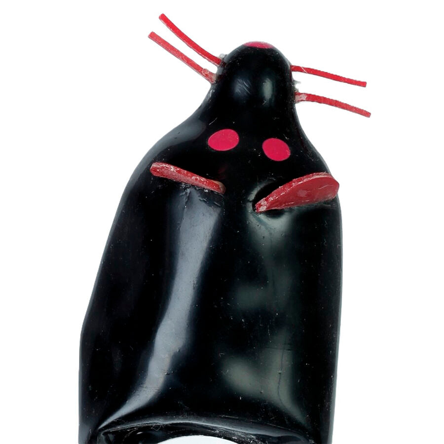 Preservativos Novedad Pintados a Mano Black Mouse XL