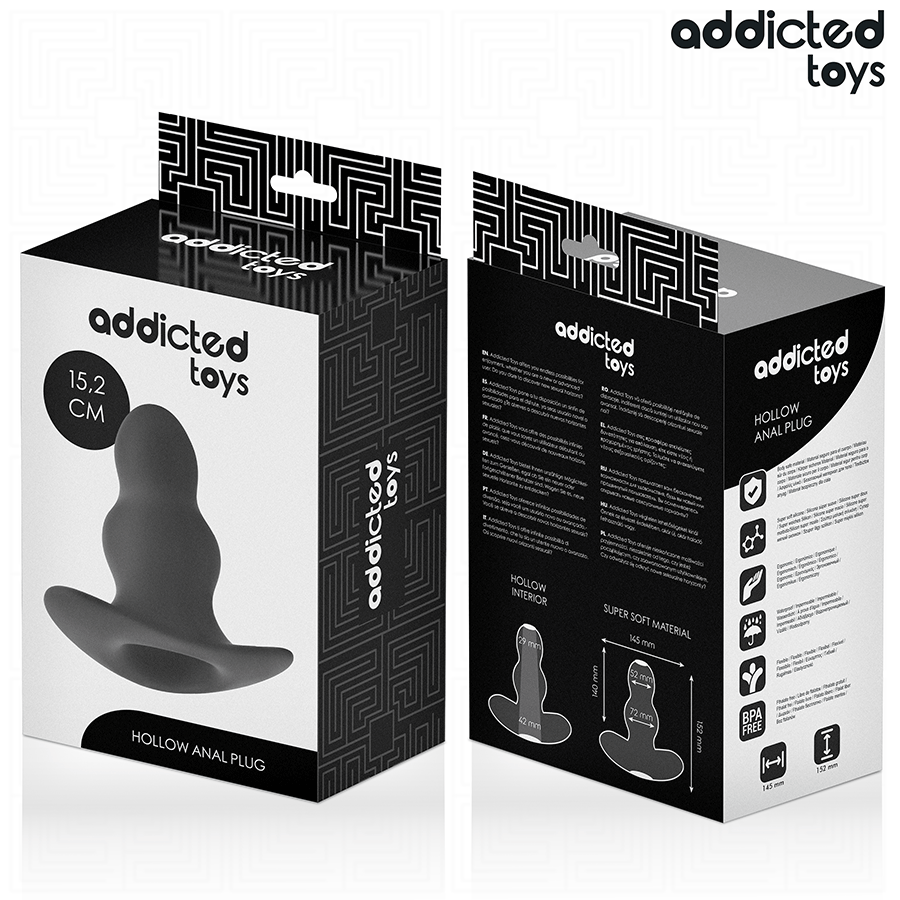 Close-up of the Addicted Toys Hollow Anal Plug XXL 15.2cm showing its silicone texture and unique hollow design.