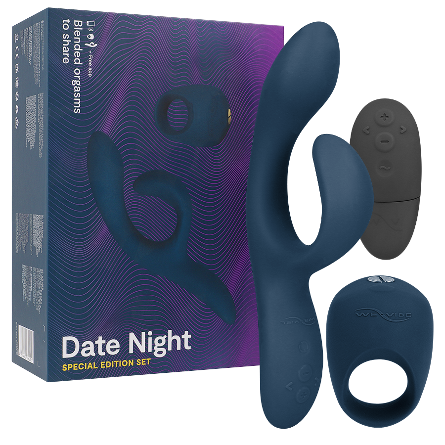 Close-up do WE-VIBE Conjunto de Prazer para Casais Nova 2 e Pivot, mostrando seus componentes de silicone e design ergonómico.