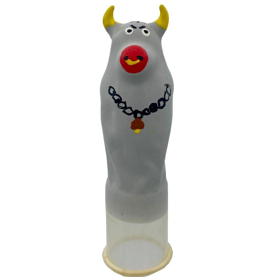 Preservativo de Arte Pintado a Mano Modelo Bull Gris XL