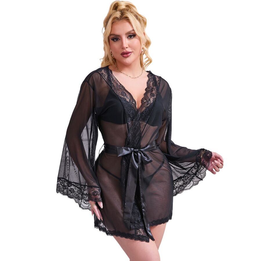 Robe de tecido transparente SUBBLIME com detalhe de renda preto S/M