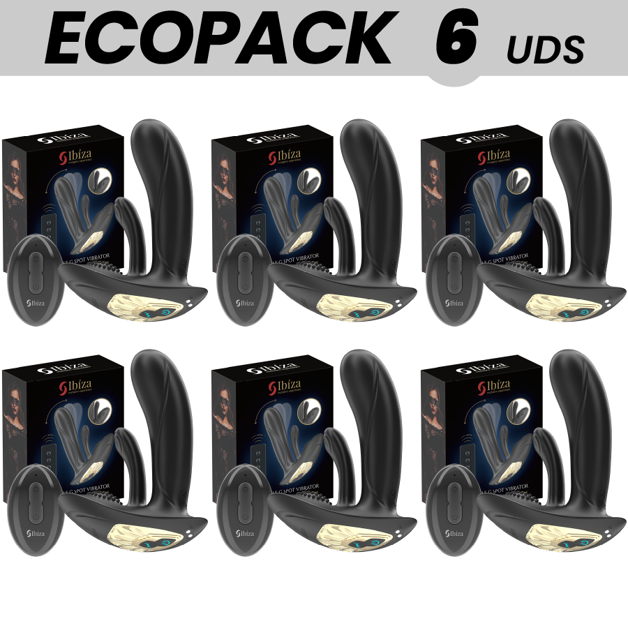 Close-up do Ecopack de Vibradores Vestíveis IBIZA com Controle Remoto, mostrando seu design ergonômico e dupla estimulação.