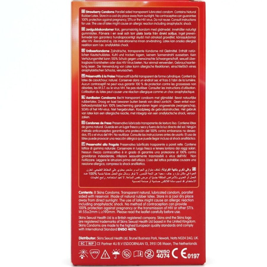 PRESERVATIVOS PREMIUM DE FRESA - PAQUETE DE 8