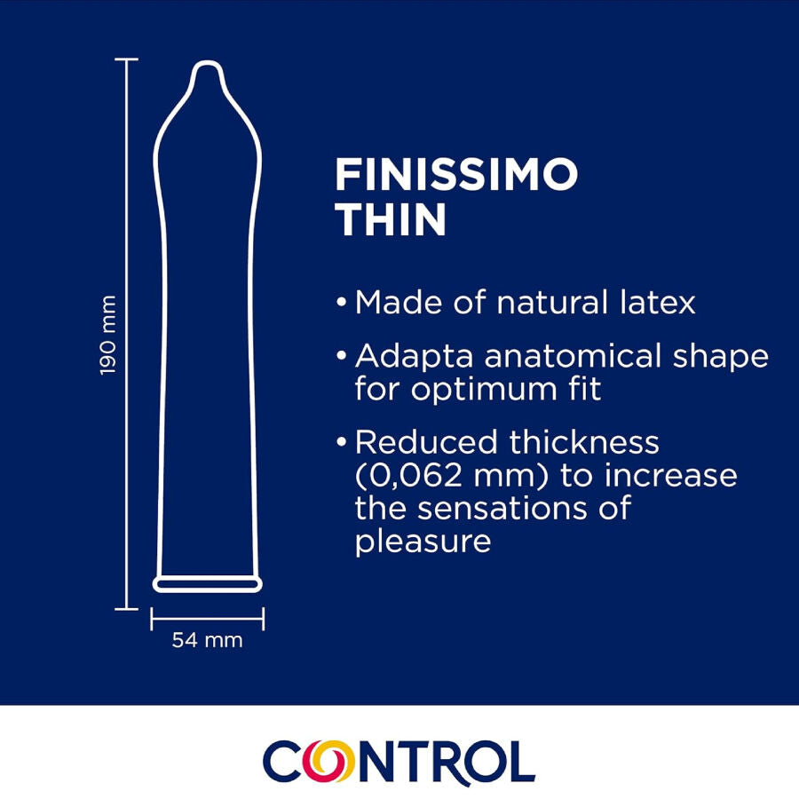 Embalagem de CONTROL Preservativos Finíssimo Senso, destacando as 144 unidades e o design fino.