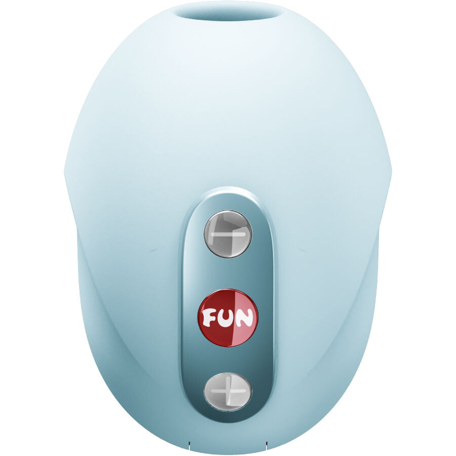 Close-up of the FUN FACTORY Vibrador Pulsador de Ar Seduction Azul Gelo, showing its design and features.