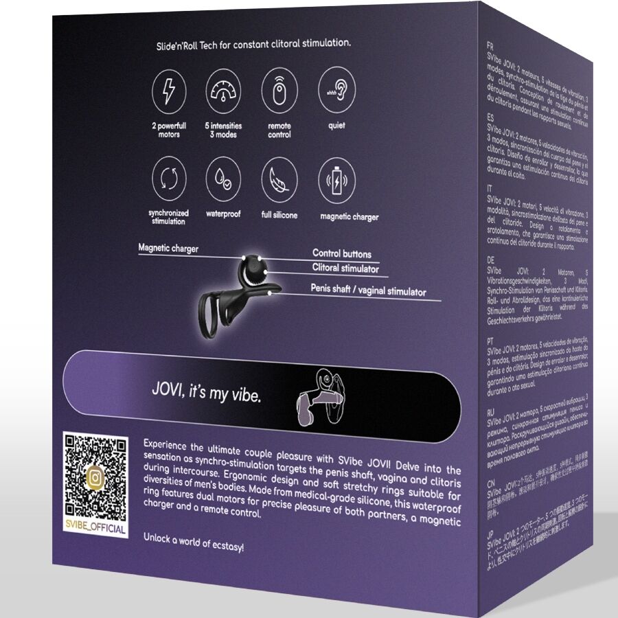 VIBRADOR CARACOL - ANILLO PARA PAREJAS JOVI CONTROL REMOTO NEGRO