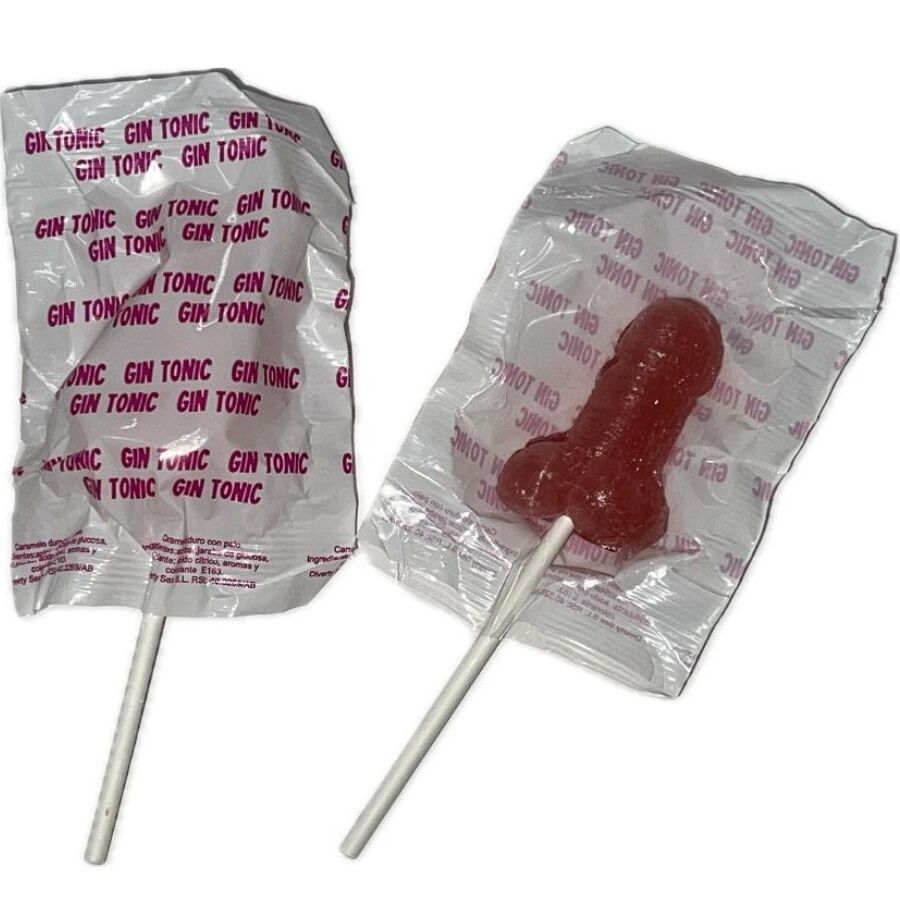 Pirulito con Forma de Pene Sabor Gin Tonic Fresa 10% Alcohol