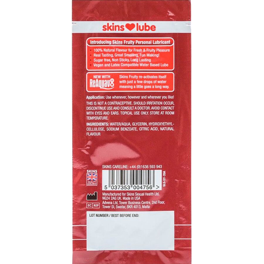 Lubricante a Base de Agua con Sabor Frutado de Fresa - Dosis Única de 5 ml