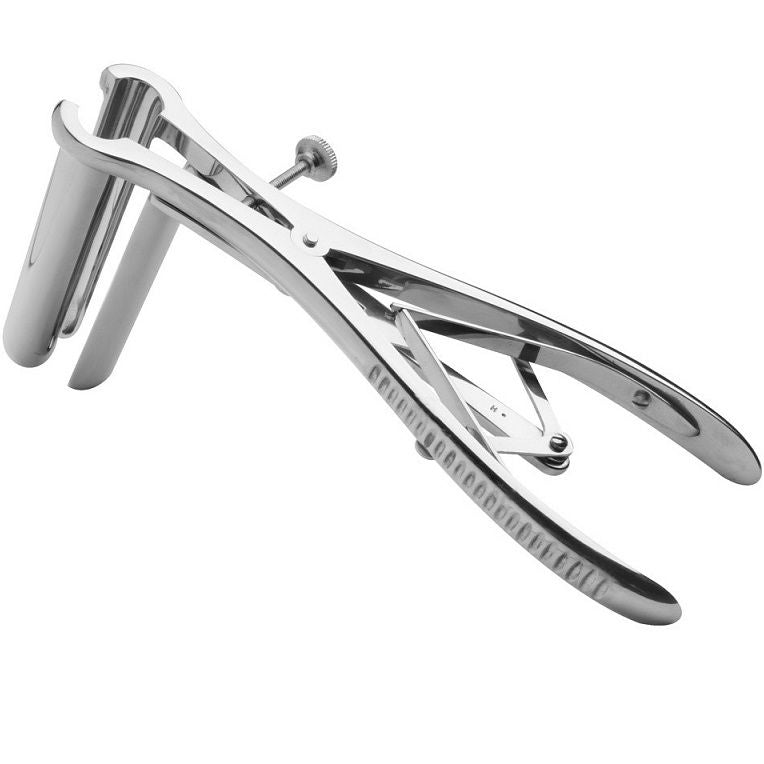 Espéculo anal triplo METAL HARD de aço cirúrgico com abertura ajustável