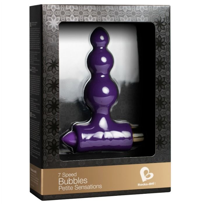 Imagem do ROCKS-OFF Estimulador Anal Petite Bubbles Lilás, destacando seu design compacto e textura de silicone.