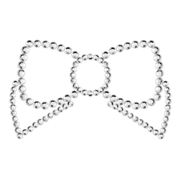 Bijoux Indiscrets Mimi Capas de Mamilos Laço Prata Brilhante, detalhe do acessório de lingerie