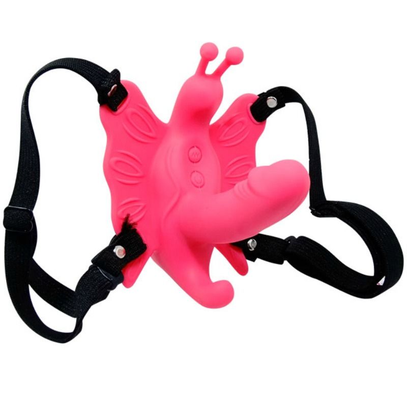 Close-up do Arnês Vibrante Borboleta BAILE, mostrando o design e o vibrador.