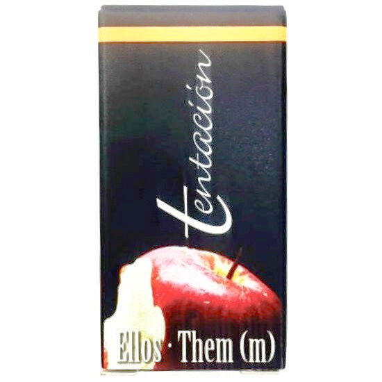 Frasco de vidro de 7ml do Elixir de Feromônio Gay TENTACION, com aplicador para atração sensual.