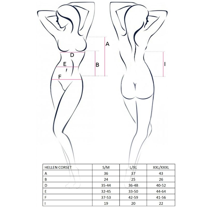 PASIÓN - CORSÉ NEGRO HELLEN PARA MUJER TALLA S/M
