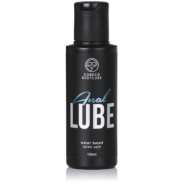 Frasco de COBECO Lubrificante Anal Base Água 100ml, ideal para conforto e prazer íntimo.