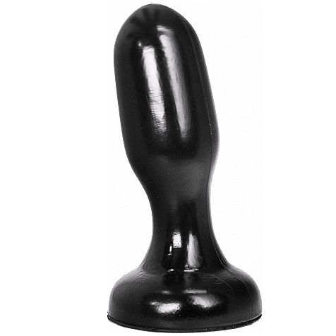 Close-up do Plug Anal ALL BLACK Macio Hipoalergénico 19,5 CM mostrando a sua forma e material liso.