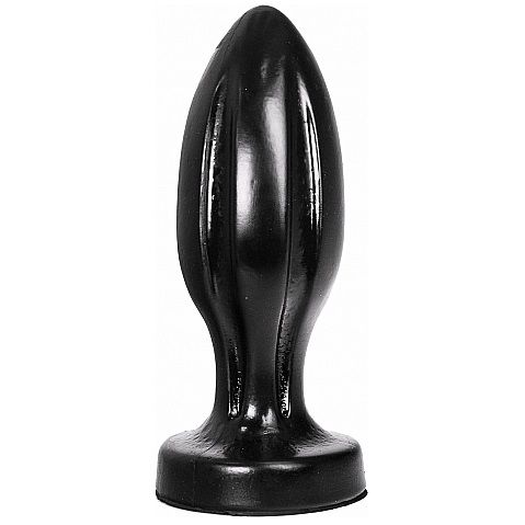 ALL BLACK Plug Anal Liso com Ranhuras 21 cm para prazer intenso.
