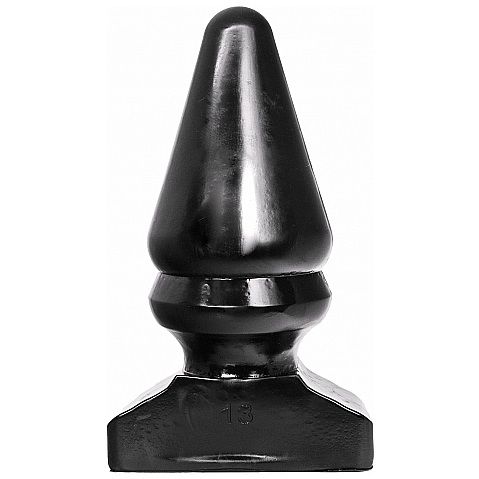 ALL BLACK Plug Anal Cónico XXL de 28,5cm, detalhe do material hipoalergénico e formato ergonómico para prazer anal