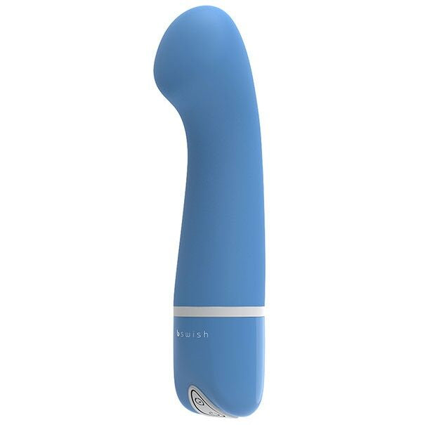 Vibrador B SWISH Bdesired Deluxe Curve Azul, mostrando seu design ergonômico e material de silicone macio.