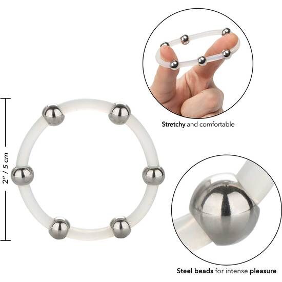 Anillo Peneano de Silicona con Cuentas de Acero XL