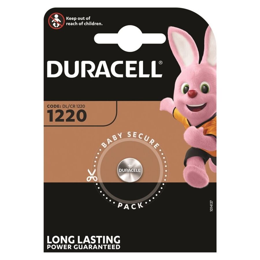 Duracell Bateria Botão Lítio CR1220 3V - 1 Unidade para dispositivos eletrónicos.