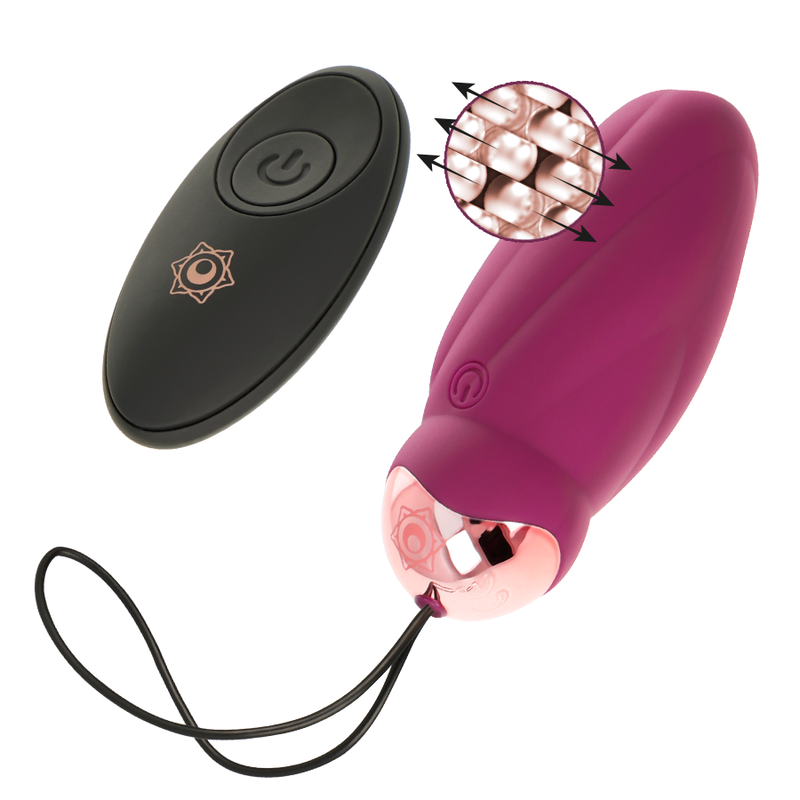 Ovo Vibratório RITHUAL Sita com controle remoto, mostrando o design elegante e as funções de rotação e vibração.