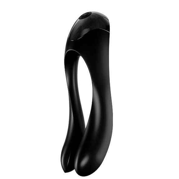 Satisfyer Vibrador de Dedo Candy Cane Laranja, mostrando o design ergonómico e a cor vibrante.