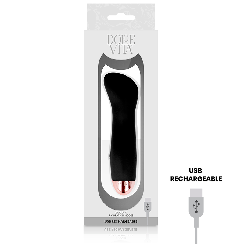 DOLCE VITA - ONE VIBRADOR RECARGABLE NEGRO DE 10 VELOCIDADES