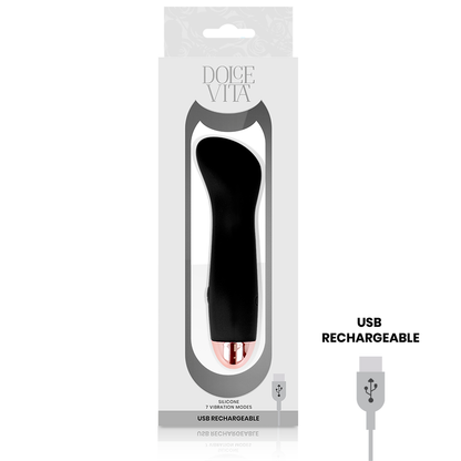 DOLCE VITA - ONE VIBRADOR RECARGABLE NEGRO DE 10 VELOCIDADES