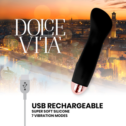 DOLCE VITA - ONE VIBRADOR RECARGABLE NEGRO DE 10 VELOCIDADES