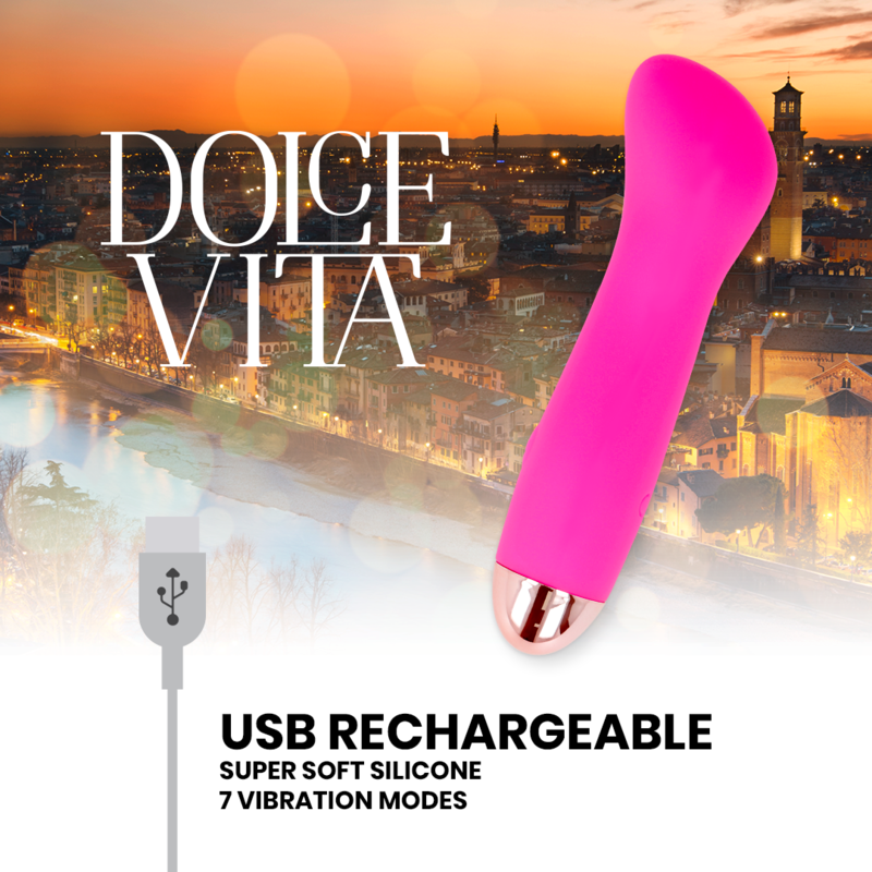 DOLCE VITA - VIBRADOR RECARGABLE ROSA 7 VELOCIDADES