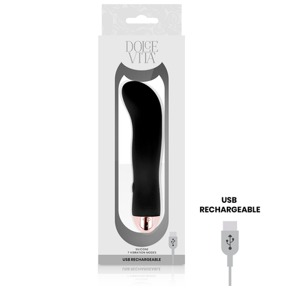 DOLCE VITA - VIBRADOR RECARGABLE, DOS VELOCIDADES NEGRO, 7 VELOCIDADES
