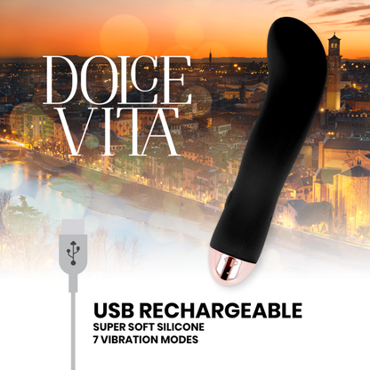 DOLCE VITA - VIBRADOR RECARGABLE, DOS VELOCIDADES NEGRO, 7 VELOCIDADES