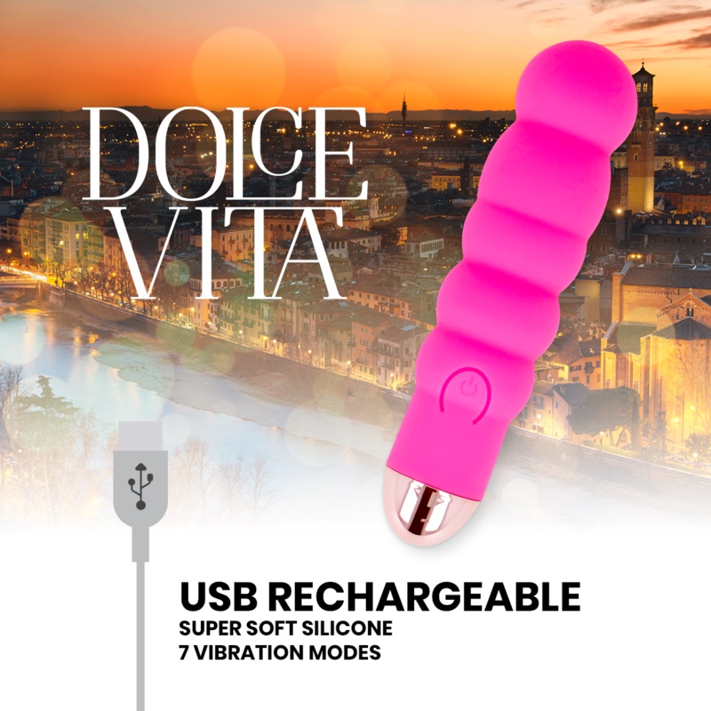 DOLCE VITA - VIBRADOR RECARGABLE SEIS ROSA 7 VELOCIDADES