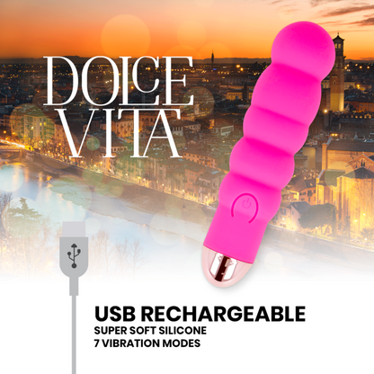 DOLCE VITA - VIBRADOR RECARGABLE SEIS ROSA 7 VELOCIDADES