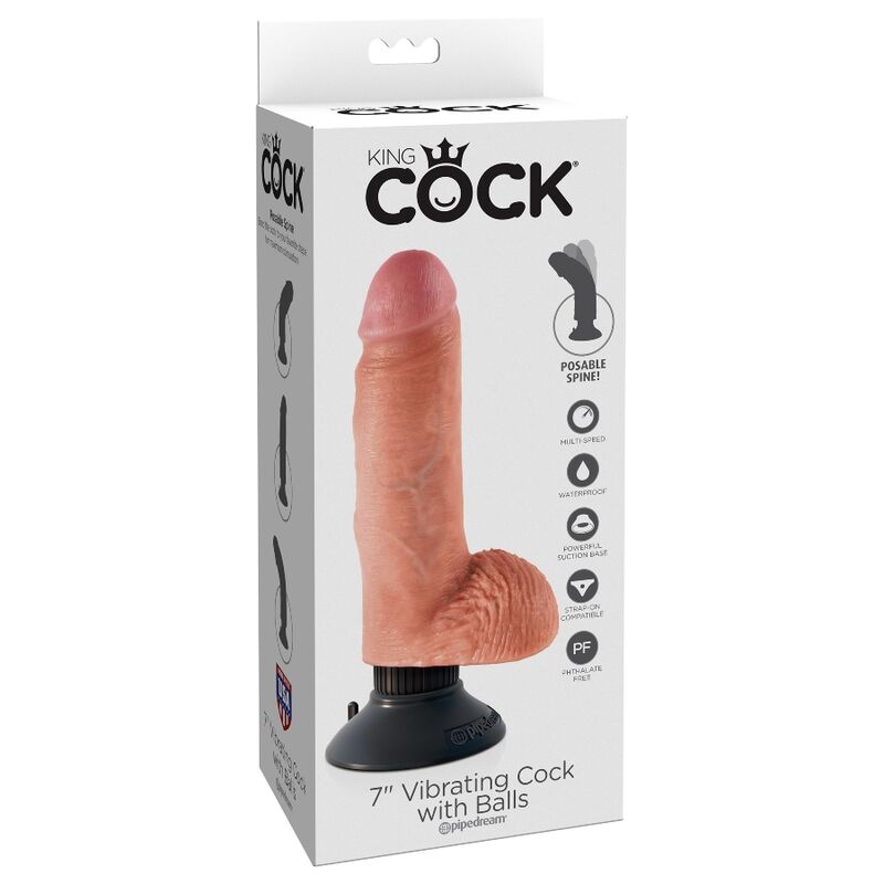 Dildo Vibrador con Testículos 17.78 CM Natural