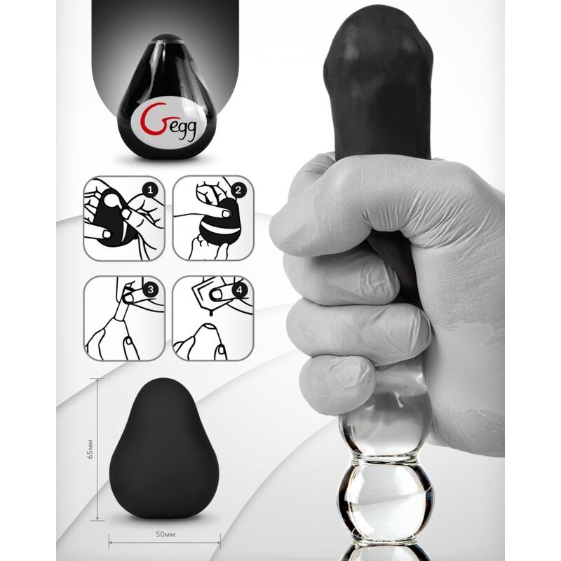 G-VIBE - Masturbador reutilizable texturizado, huevo negro