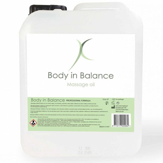 Frasco grande de Óleo Íntimo e de Massagem Neutro BODY IN BALANCE 5000 ML para relaxamento e hidratação da pele.