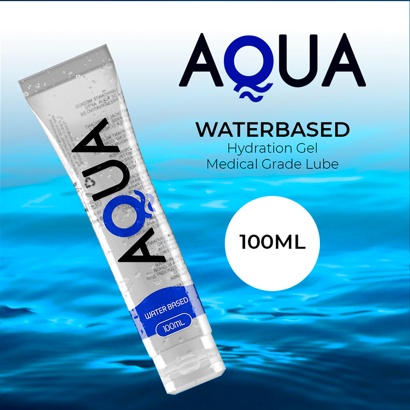 AQUA QUALITY Lubrificante À Base de Água 100ml, embalagem transparente.