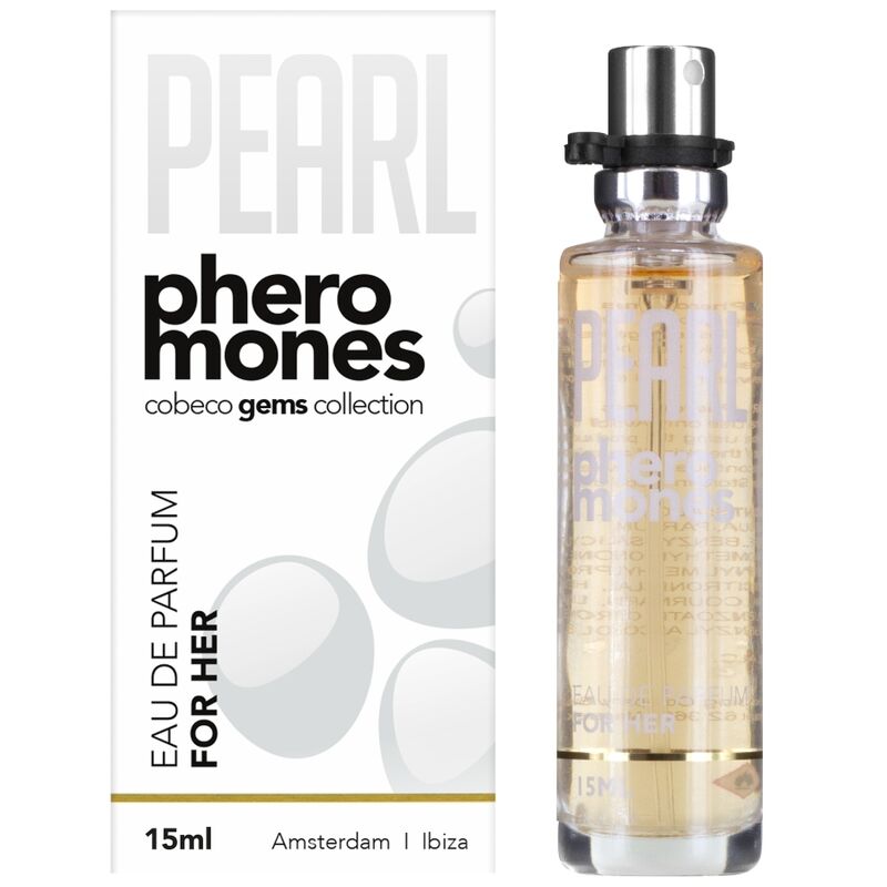 Frasco do COBEBC Pearl Pheromones Eau de Parfum para Ela 15 ML, realçando o seu design elegante e discreto.