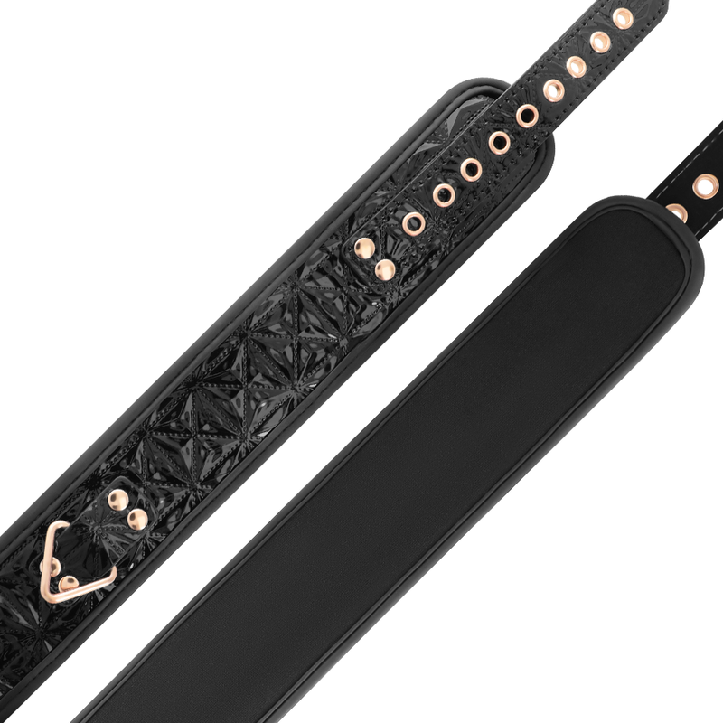 Colar BDSM de Couro Vegan BEGME Black Edition Premium com corrente de metal