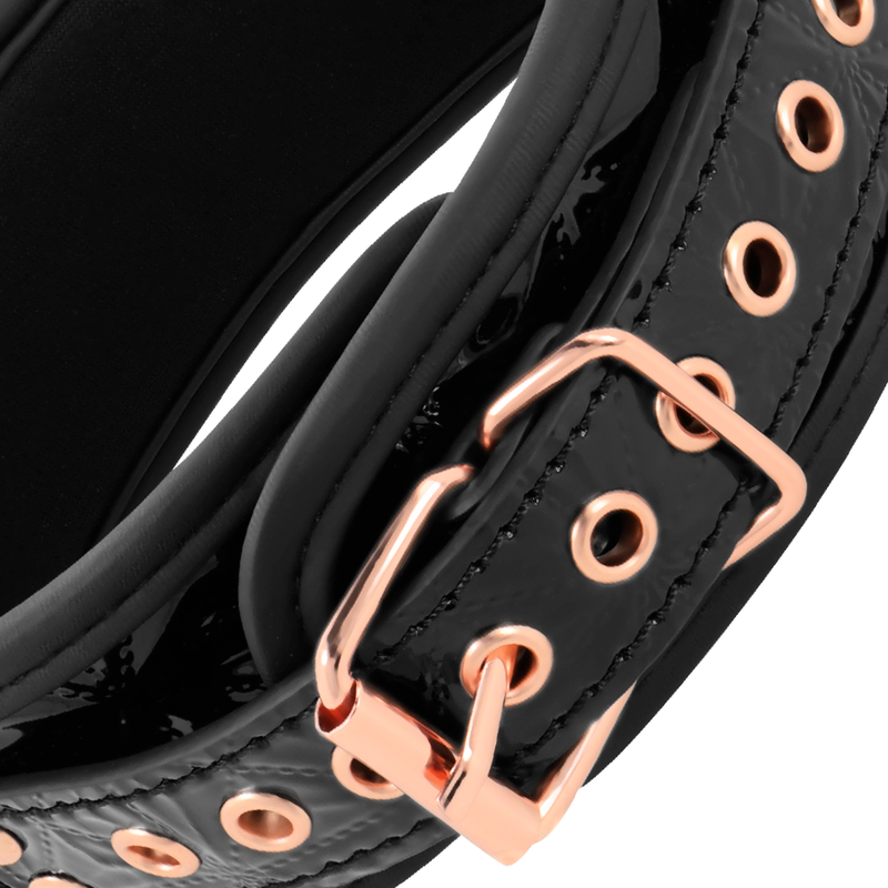 Colar BDSM de Couro Vegan BEGME Black Edition Premium com corrente de metal
