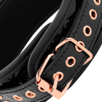 Colar BDSM de Couro Vegan BEGME Black Edition Premium com corrente de metal