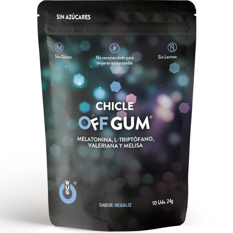 WUG GUM OFF GUM suplemento para dormir com valeriana e melatonina em embalagem de 10 unidades