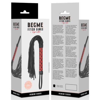 Flogger de Couro Vegano Edição Vermelha BEGME para jogos BDSM